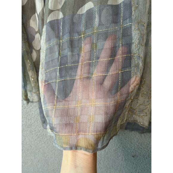 Casting Top Small XS Sheer Sparkle Knit Embroidery Dot Long Sleeve Boho Art - Picture 7 of 16